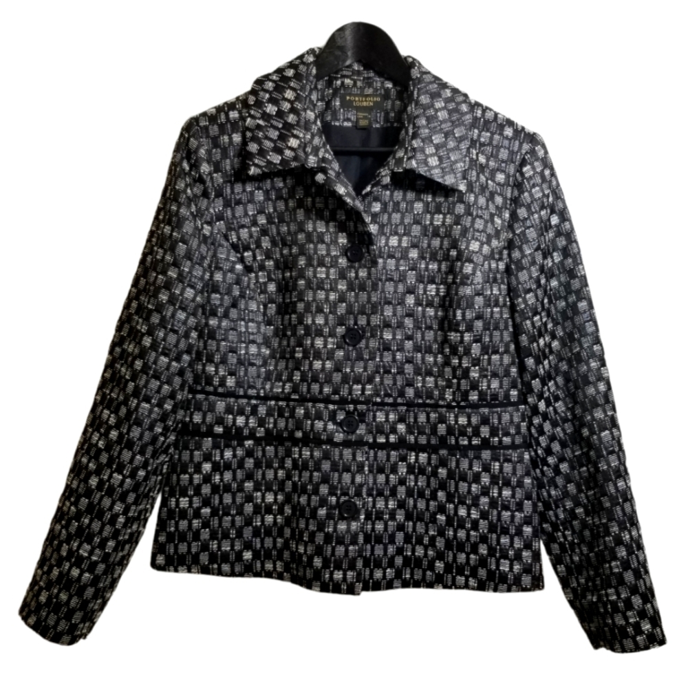 Portfolio Louben Women's Black and Gray Blazer Size 14